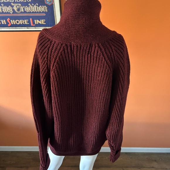 PETER CHRISTIAN burgundy 100% British wool men’s cardigan sweater - Picture 8 of 10